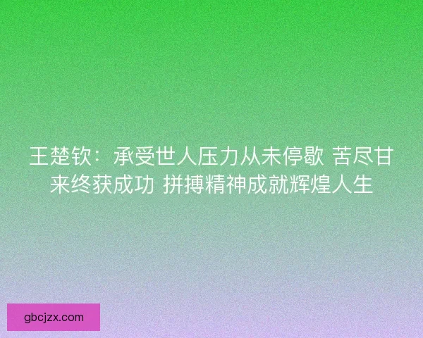 王楚钦：承受世人压力从未停歇 苦尽甘来终获成功 拼搏精神成就辉煌人生