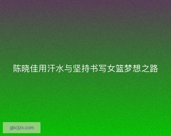 陈晓佳用汗水与坚持书写女篮梦想之路